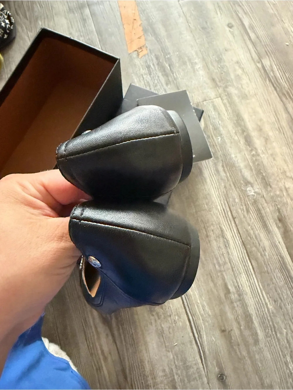 Chelsea Matte Calf Patent Coach Black Leather Ballet Flats